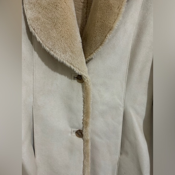 Calvin Klein Tan Faux Shearling Faux Suede Coat Jacket Size S - Picture 4 of 12